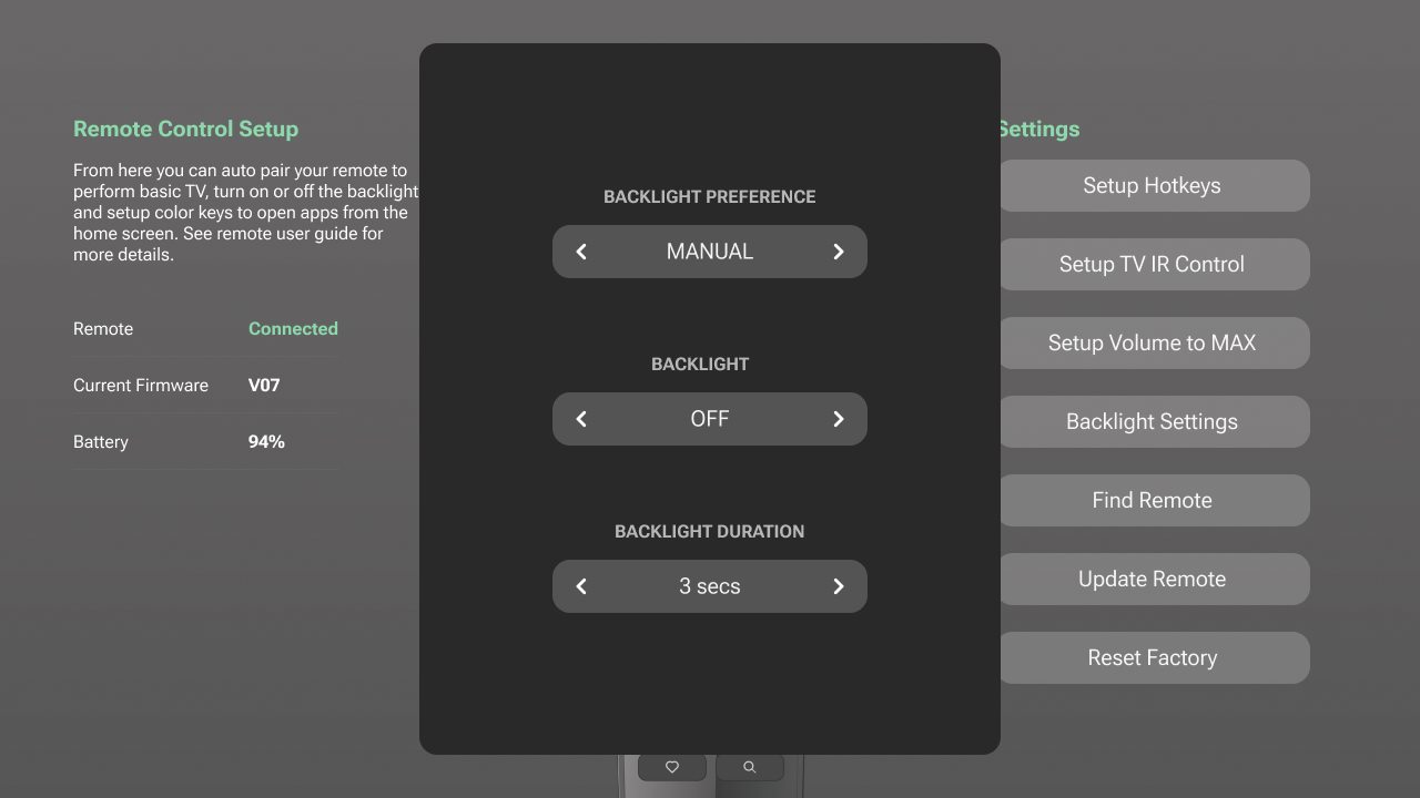 Backlight settings